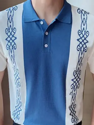 Men's Button Accent Short Sleeve Polo Shirt