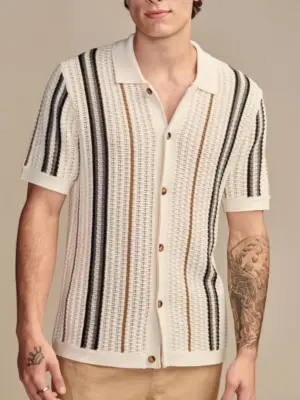 Men's Classic Stripe Collared Short Sleeve Shirt