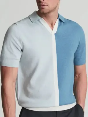 Men's Contrast Collar Short Sleeve Polo Shirt