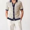 Men's Refined Stripe Button Front Short Sleeve Shirt