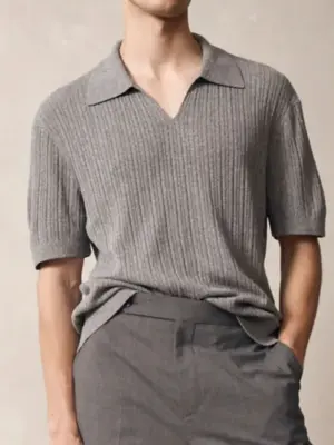 Men's Relaxed Johnny Collar Short Sleeve Knit Polo