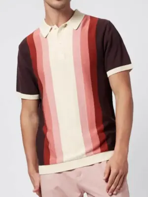 Men's Striped Accent Short Sleeve Polo Shirt